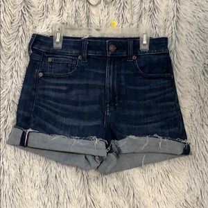American Eagle dark wash high rise shortie